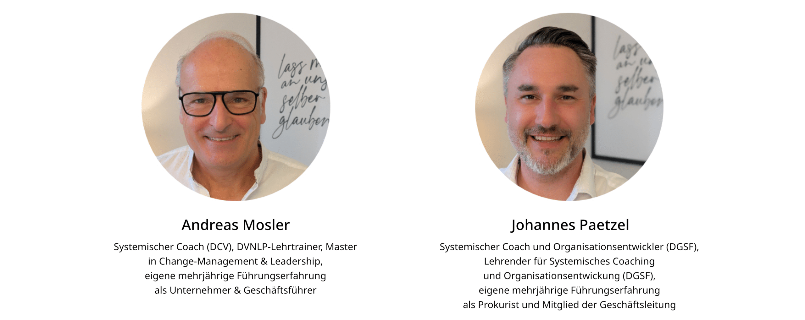 Über uns – Coaches Programm Systemisches Führen Systemnisch Führen: Andreas Moser und Johannes Paetzel sind die Coaches